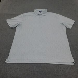 Peter Millar Shirt Mens XXL Crown Crafted Polo Golf Geometric Light Blue